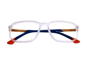 TOM HARDY RECTANGLE  FRAME 135025 MATT WHITE WITH BLUE METAL TEMPLE