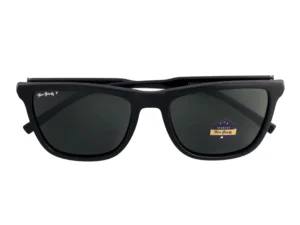 TOM HARDY RECTANGLE SUNGLASS T62002 BLACK FRAME WITH GREEN POLARIZED C2