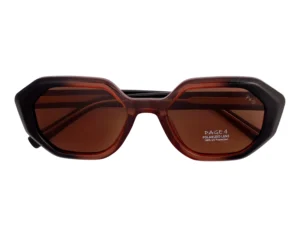 PAGE 4 SUNGLASS HEXAGON BLACK BROWN DUAL PA132